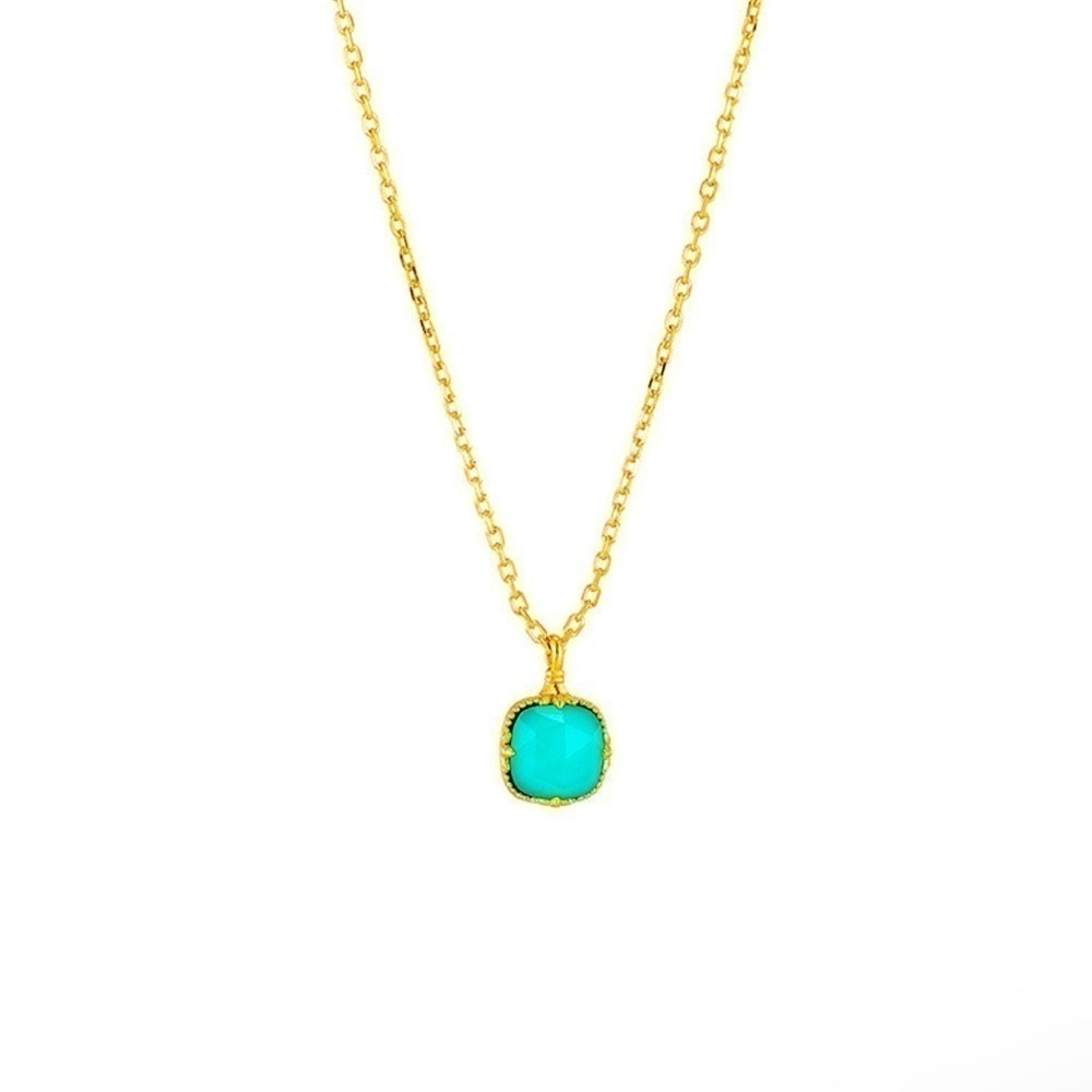 SALE 🔥Natural Doublet Turquoise Gold Necklace Natural Gemstone Birthstone